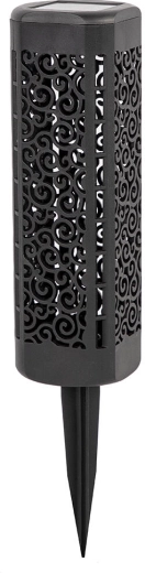 Sončna vrtna svetilka z nabodalom, 1 LED, črna, premer 6 cm, višina 31 cm