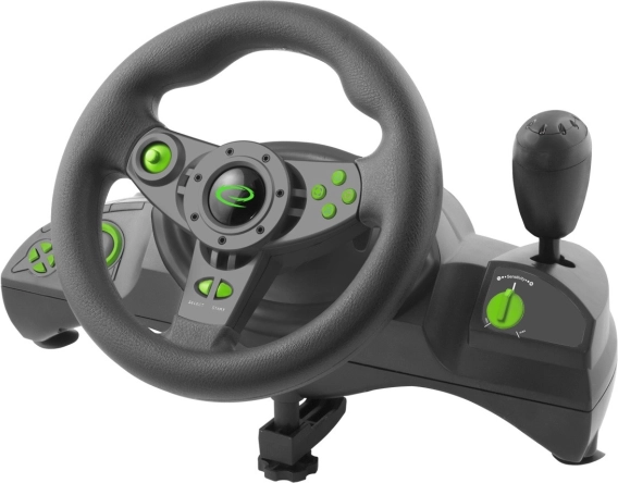 Igralni volan Esperanza Nitro pro za PC in PS3 USB, črno‑zelen