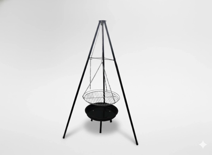 Viseči nastavljiv žar na trinožniku 95 × 95 × 147 cm