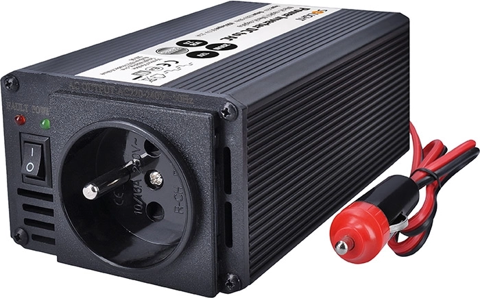 Solight pretvornik napetosti 12 V na 230 V 200 W z USB, kovinski, črn