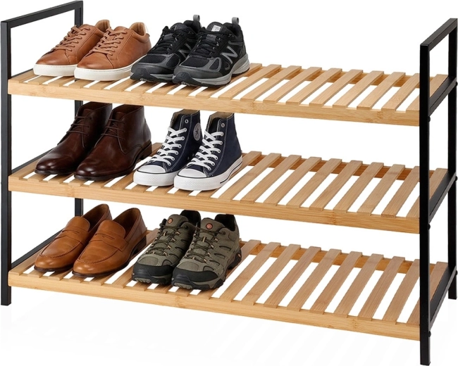 Storage Solutions bambusov regal za čevlje s 3 policami 70 × 30 × 48 cm – 1 kos