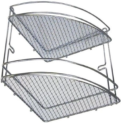 Kotna dvonadstropna kopalniška polica iz kroma 20,5 × 20,5 × 26 cm