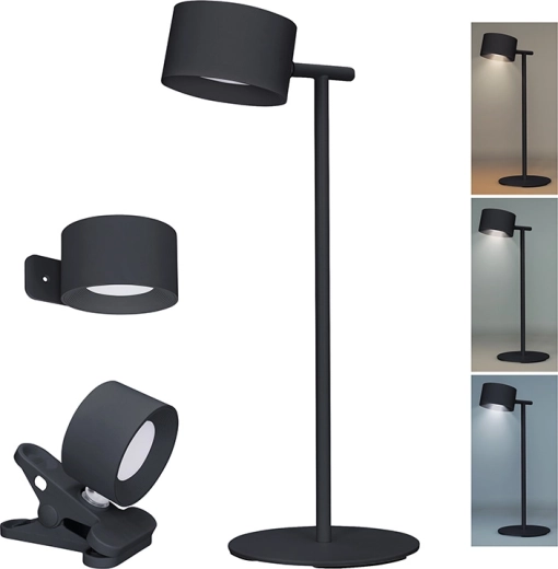 Solight LED polnilna svetilka 3v1 z zatemnjevanjem in spremembo barve svetlobe, črna