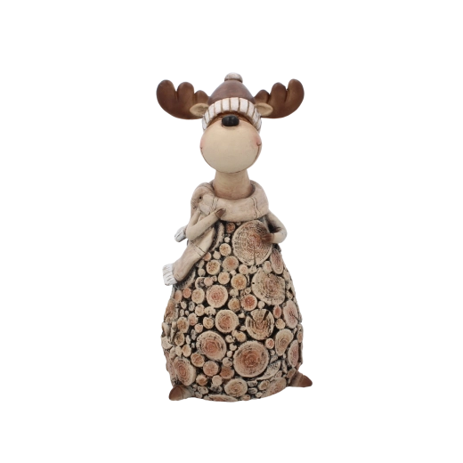 Božična figurica stoječega severnega jelena 28 cm
