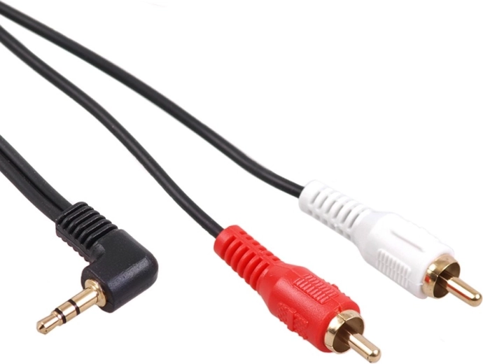 Kabel mini jack 3,5 mm (kotni) na 2× RCA, 1 m, MCTV, črn