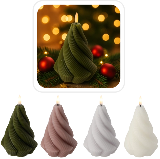 LED voščena spiralna sveča Twisted 9 × 12,5 cm s časovnikom