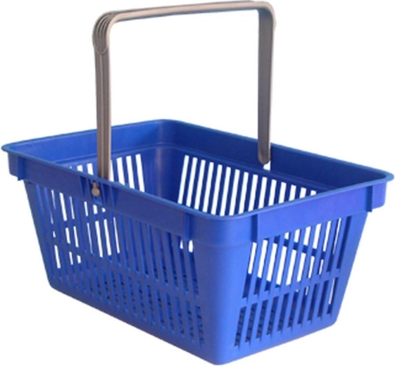 Nakupovalna košara z enim ročajem 44,5 × 30 × 21,5 cm, plast, mešanica barv, nosilnost 15 kg