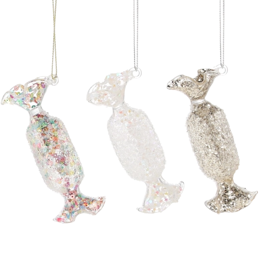 Steklena božična okrasna bonboniera, prozorna, 3,8 × 9,3 cm, set 6 kos