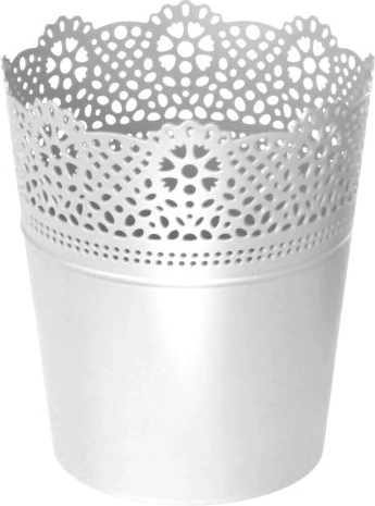 Cvetlični lonček s čipko Prosperplast Lace – bel