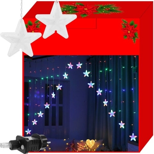 Svetlobna viseča zavesa z zvezdicami 136 LED – Večbarvno