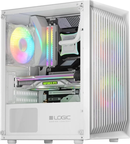 Bela računalniška ohišja LOGIC Atos ARGB mini z USB 3.0