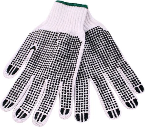 Pletene bombažne delovne rokavice z dvostranskim protidrsnim vzorcem