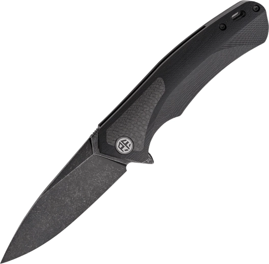 Petrified Fish PUB PF838CDW pocket knife 9.5 cm, Black Stonewash, black G10 with carbon fiber