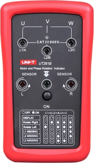 Uni-T UT261B tester zaporedja faz in smeri vrtenja motorja