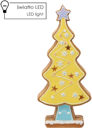 Božična figurica medenjakovo drevesce z rumeno LED osvetlitvijo 53,6 cm