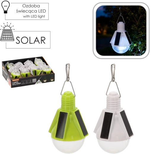 Solarna viseča LED žarnica 6,9 × 6,9 × 10,5 cm, hladno bela