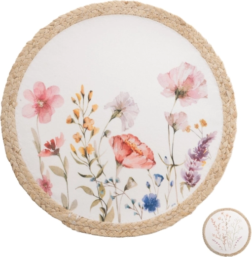 Okrogla pogrinjka s cvetličnim motivom maka 38 cm