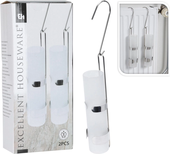 Okrogli izparilnik za radiator 325 ml iz stekla in nerjavečega jekla, 2 kosa