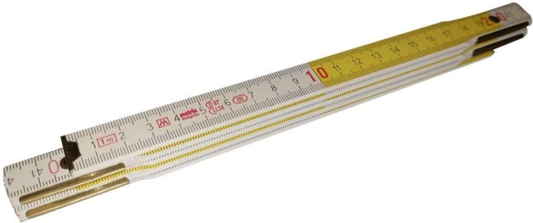 Sestavljiv lesen meter 1 m, bel/rumen