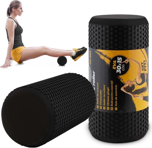 Masažni penasti valj EVA 30 × 15 cm črn