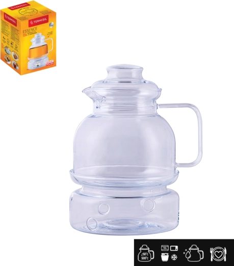 Steklen vrč iz ognjevarnega stekla s pokrovom in grelcem 1,5 l
