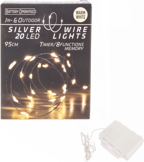 LED svetlobna veriga na tanki žici 20 LED rumena s časovnikom