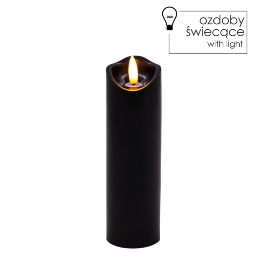 Črna LED sveča z migetajočim plamenom 5 × 17,5 cm