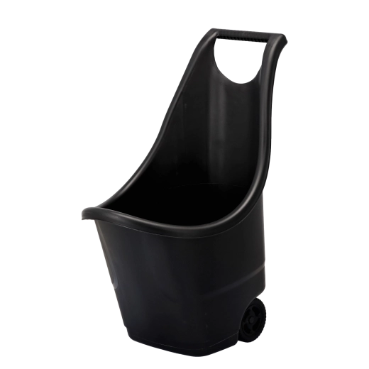 Večnamenski vrtni voziček s kolesi 50 l, črn