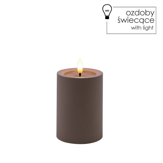 Siva LED sveča 7 × 10 cm s toplim trepetajočim plamenom