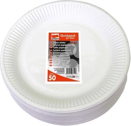 Papirnati krožniki za enkratno uporabo 23 cm, beli (50 kos)