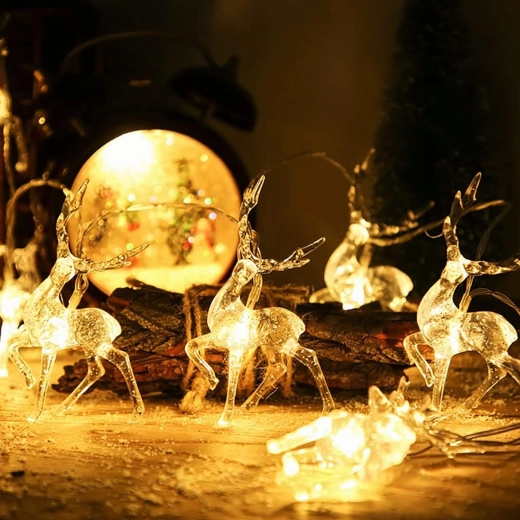Christmas LED Light Chain with Reindeer, 1.5 m, 10 Lights