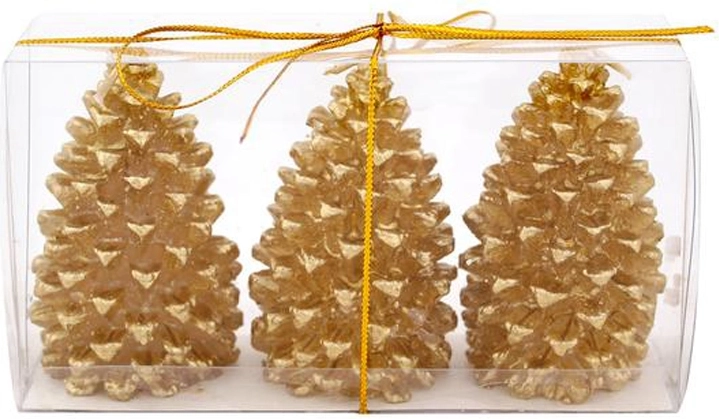 Božične sveče storžki PROVENCE zlata, komplet 3 kosi