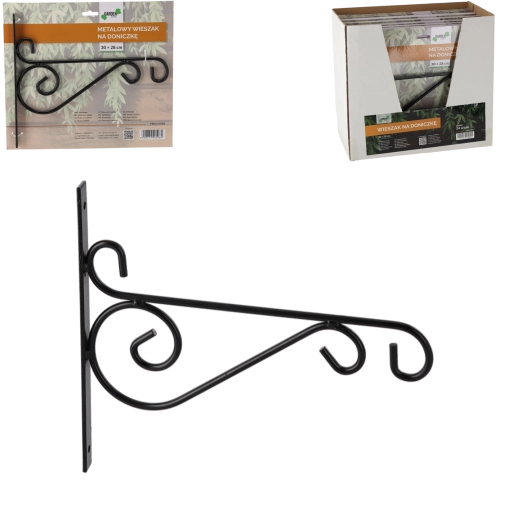 Kovinski stenski nosilec za cvetlični lonec z motivom sove 30 × 28 cm, črn