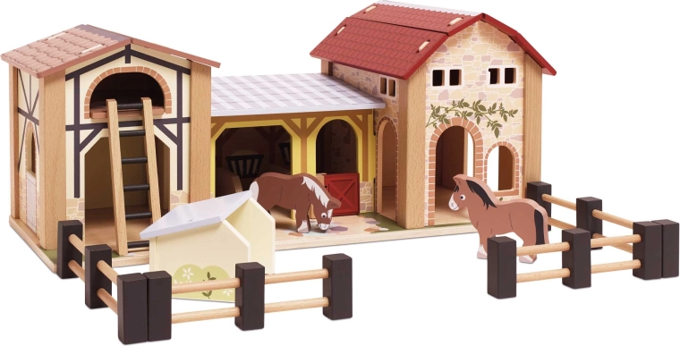 Stable with two horses for countryside stories