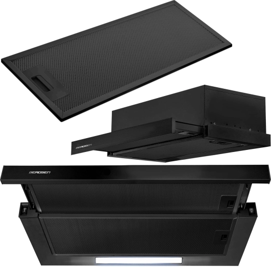 Teleskopska vgradna kuhinjska napa 60 cm črna