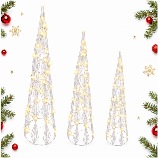 White Decorative LED Cone Tree - 1 piece