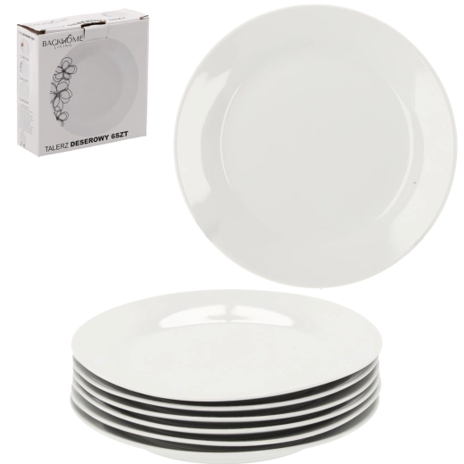 Set belih desertnih krožnikov iz kaljenega stekla 19 cm (6 kos)