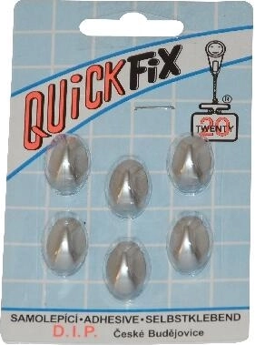 Samolepilni ovalni kljukici majhni, srebrni, 6 kos