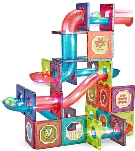 Magnetic Marble Run Construction Set, 83 Pieces