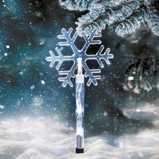 Solight LED stake garden lighting – snowflakes, 5 pcs, 15 LEDs, battery-powered