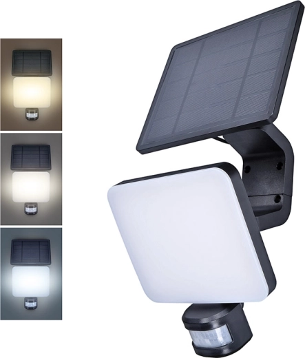 Solight LED solarna zunanja stenska svetilka s senzorjem 11 W 1200 lm 3 CCT črna – 1 kos