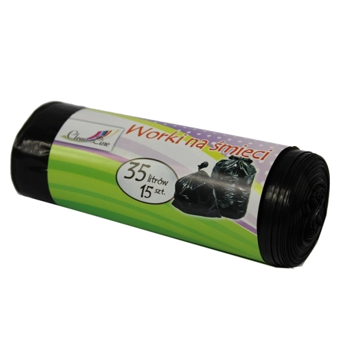 Ekstra močne črne vreče za smeti s potezno vrvico 35 l