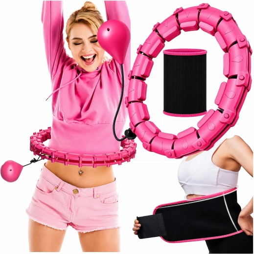 Nastavljiv pametni hula hoop z utežjo in masažnimi izboklinami + shujševalni pas