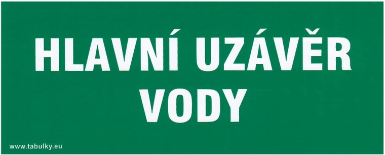 Samolepilna varnostna tabla Glavni zaporni ventil vode 210 × 87 mm