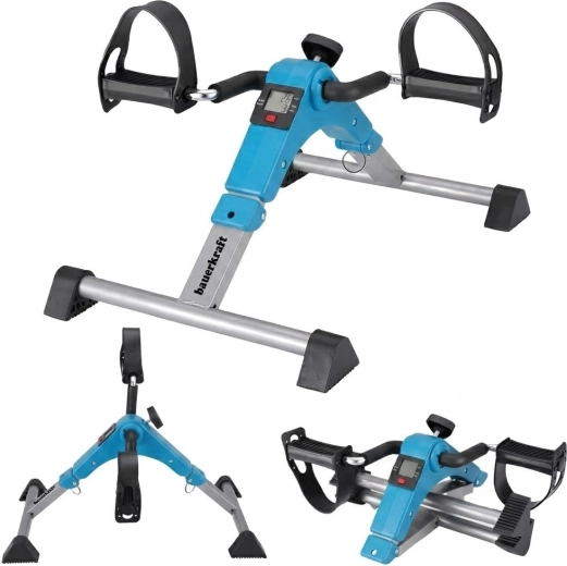 Zložljiv rehabilitacijski pedalnik 2v1 z LCD-zaslonom, moder
