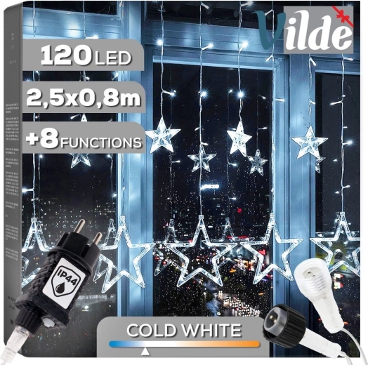 Star string curtain lights 120 LED, 2.5 m, cool white
