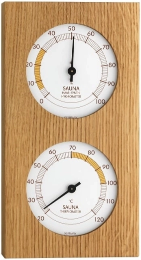 TFA savna termometer in higrometer v hrastovem okvirju