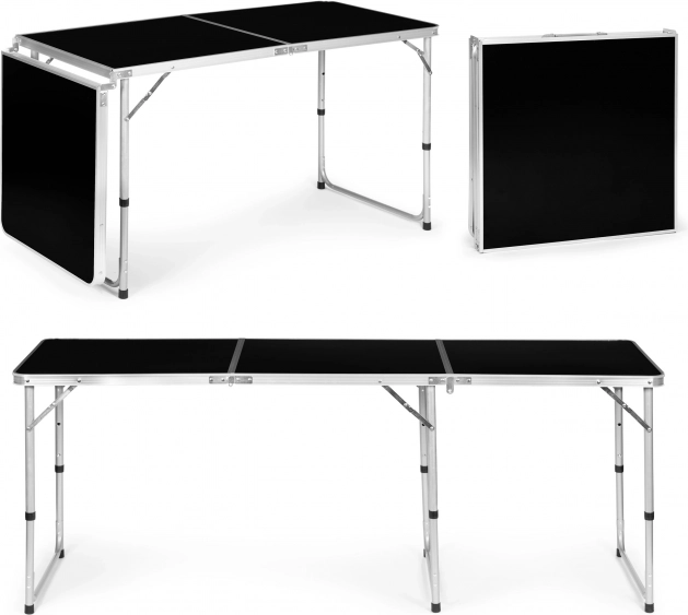 Turistična miza zložljiva kamp miza črna plošča 180 x 60 cm