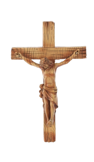 Hanging cross with a figure of Jesus made of polyresin, 12.5 × 3.5 × 20 cm