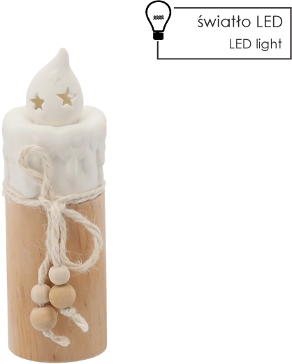 Božična keramična sveča z LED, 7 × 7 × 19 cm